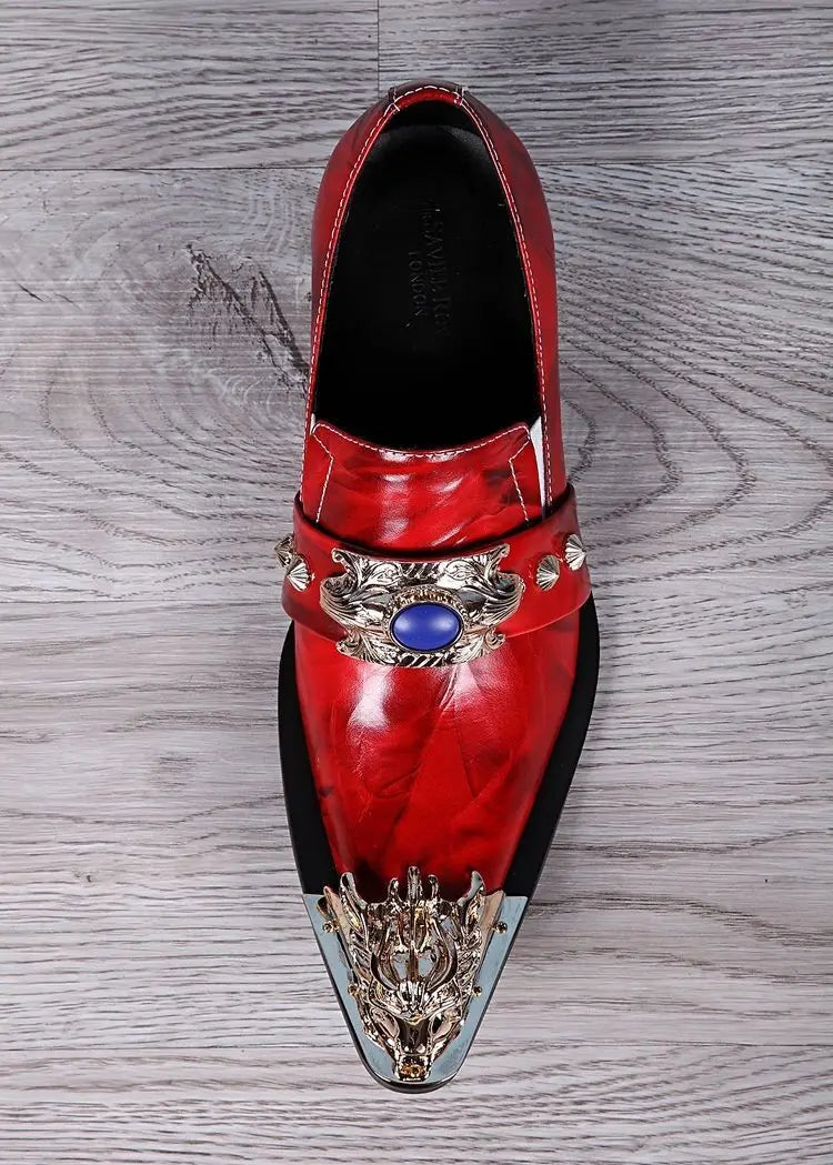 Men's Luxury White Gold Metal Toe Oxford Elegant Loafers Slip-On Dress Shoes Formal Wedding Party PU Leather Shoes Size 38-46