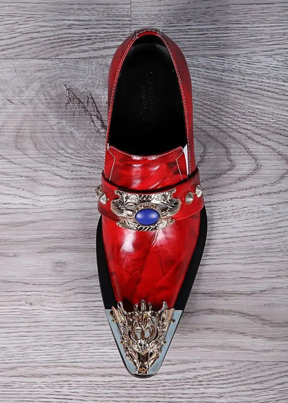 Men's Luxury White Gold Metal Toe Oxford Elegant Loafers Slip-On Dress Shoes Formal Wedding Party PU Leather Shoes Size 38-46