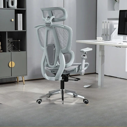Chaise de bureau ergonomique pour ordinateur, fauteuil inclinable pour le bureau à domicile et le gaming, avec support lombaire réglable, appui-tête et accoudoirs en maille