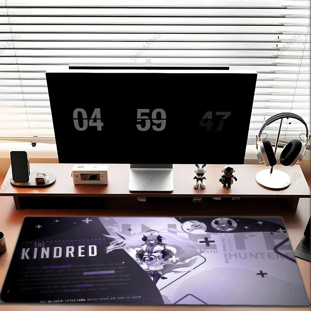 League of Legends Kindred Mouse Pad Large Gaming Mousepad Computer Anime Girl Desk Mat Laptop Accessories Gamer XXL Keyboard Rug
