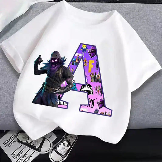 New Fortnites Kids T-shirts Cartoon Letter Graphic T-shirts Boys Girls Summer Casual Sports Short Sleeve Tops Children Clothing