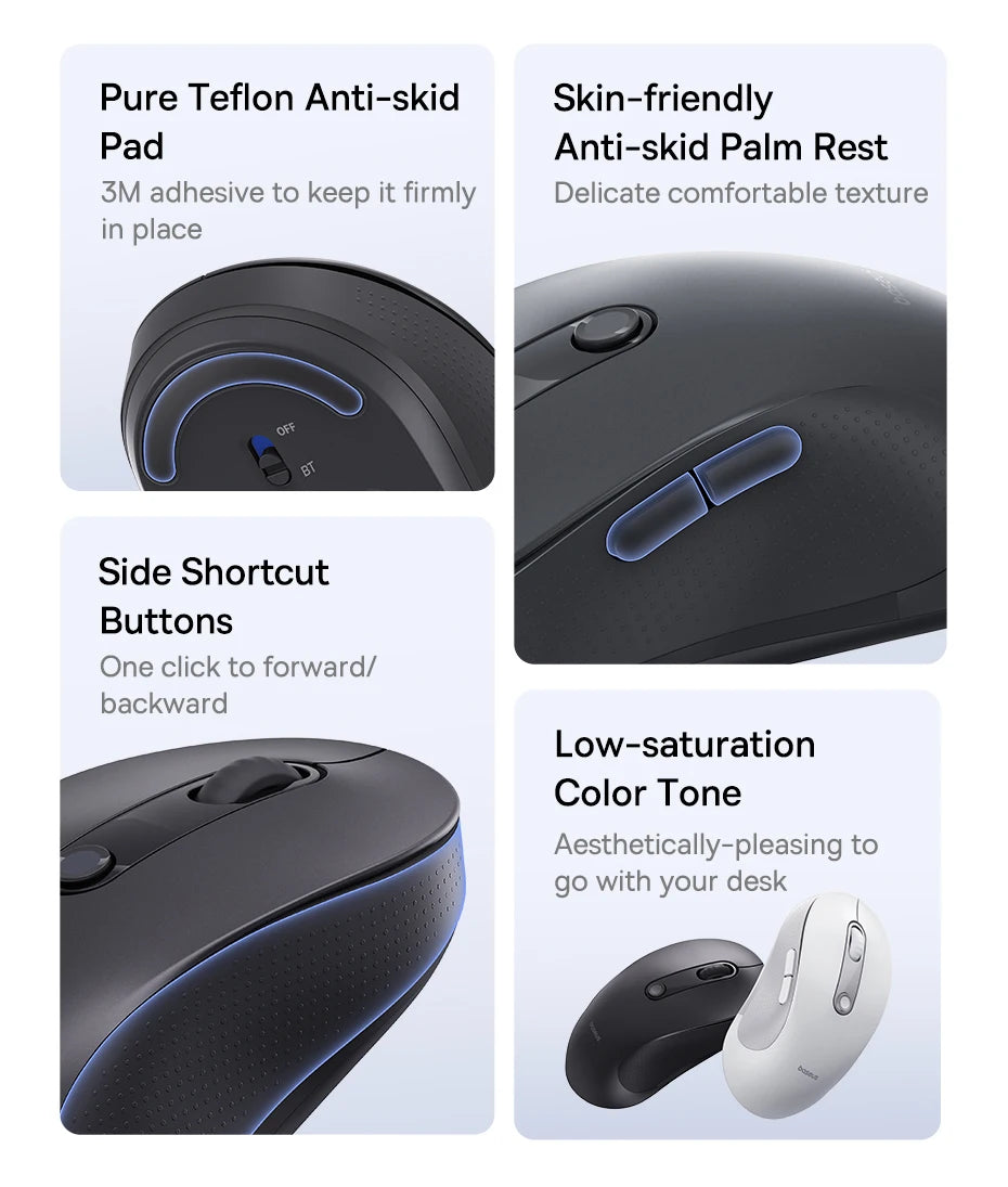 Baseus Wireless Mouse Bluetooth 5.3 2.4GHz Ergonomic 7 Silent Buttons Free Mouse Pad for MacBook Tablet Laptop Computer PC Mice