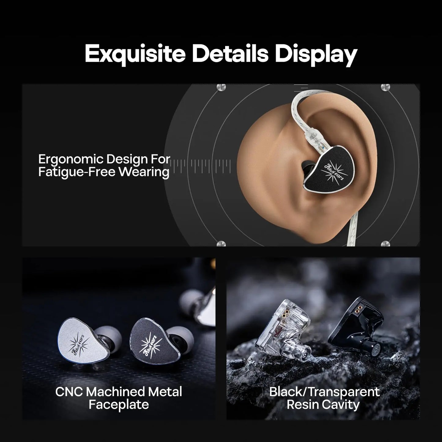 Kiwi Ears Belle 10mm DLC Dynamic Driver in-Ear Monitor, HiFi Wired Earbuds with Dual Silver-Plated Cables, Professional  linsoul