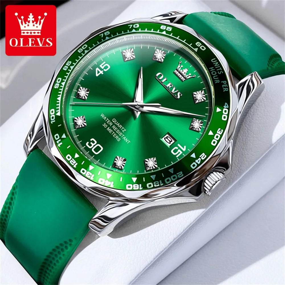OLEVS 9988 Quartz Watch for Men Waterproof Anti-scratch Auto Date Diving Wristwatch Men Original Brand Luxury Diamond Man Watch