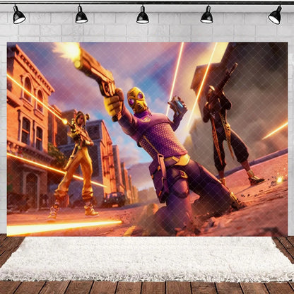 Fortnite Theme Happy Birthday Party Decoration Backdrop Shooting Game Alpaca Llama Supplies Background Baby Shower Kid Gifts