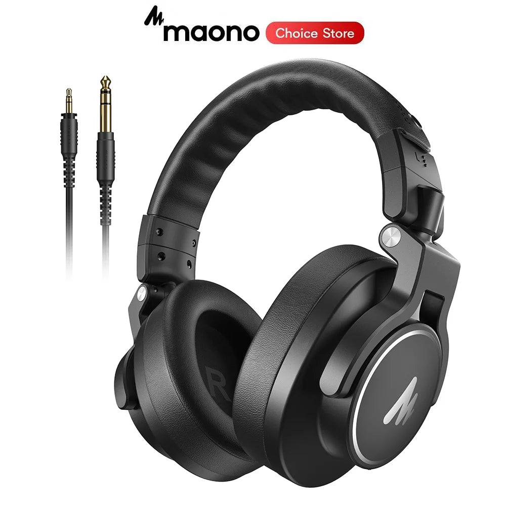 Casque de studio MAONO MH700, casque de mixage DJ, haut-parleur de 50 mm, casque filaire professionnel sur les oreilles pour l'enregistrement de podcasts