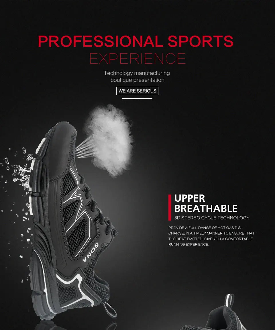 BONA 2023 New Designers Jogging Shoes Men Running Shoes Breathable Brand Sneakers Man Sports Training Walking Shoes Breathable m