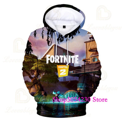 Sweatshirts com Capuz Fortnite Temporada 2 para Rapazes e Crianças, Casuais em Poliéster, com Estampado Cartoon de Heróis de Jogo de Batalha, Pullovers de Outono para Raparigas