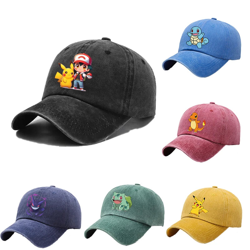 Children Baseball Cap Men Women Anime Figures Pokemoned Sun Hat New Adult Outdoor Sport Sunbonnet Retro Headgear Gift Hot Sales