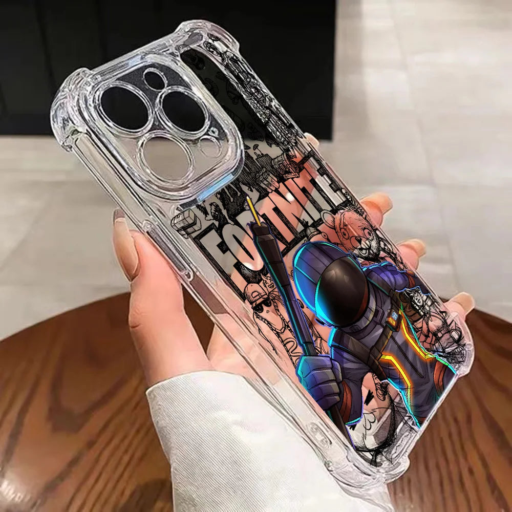 Fortnite Gaming-Handyhülle für Samsung Galaxy S26 S25 S24 S23 S22 S21 S20 Edge FE Ultra Plus 4G 5G – stoßfeste transparente TPU-Schutzhülle