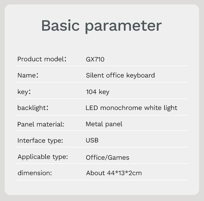 EWEADN GX710S Office Keyboard silent, All-Metal Panel 104 Keys Wired with Water Drop Keycaps, for Game and Office White & Black