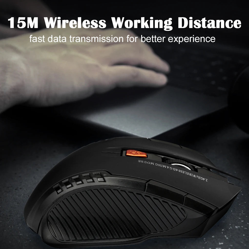Mouse gaming optic wireless 2.4GHz cu receptor USB, 2000DPI, 6 butoane, pentru computer și laptop, accesorii