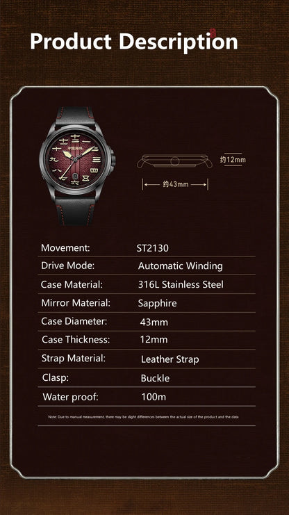 2025 Seagull Mechanical Watch For Men Luxury Vintage Military Watch Luminous Sapphire 100M Waterproof Watches Reloj Hombre 1058H
