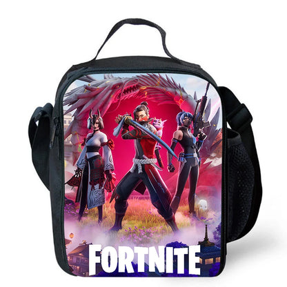 Fortnite Cartoon Lunch Bag, Portable Insulated Lunch Bag, Reusable Food Storage Bag, Suitable for Children and Students