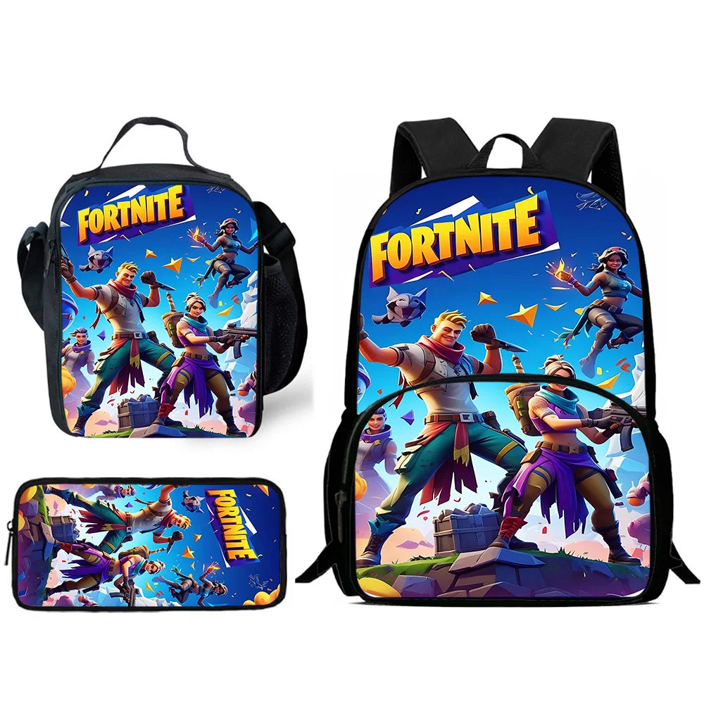 Hot Game Child Backpacks Lunch Bag Pencil Case Pupil Large Capacity School Bags Design-Fortnite For Boy Girl Best Gift
