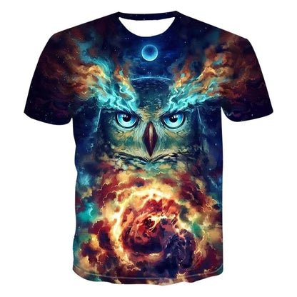 3D Printed Cool Wolf Owl T Shirt For Men Funny Animal Pattern Short-Sleeved Tees Harajuku Streetwear Tops O-Neck T-Shirt Clothes