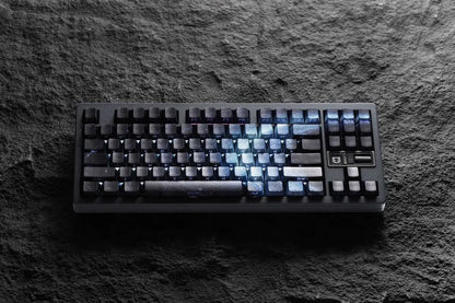 Teclas PBT transparentes con degradado galaxia morado y grabado lateral, 135 teclas, compatibles con teclado mecánico de 60/64/84/98/108 teclas