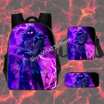 Fortnite 3PCS Backpack for Boys Victory Game 16 Inch Water Resistant Preschool Knapsack Cool Elementary School Backpacks