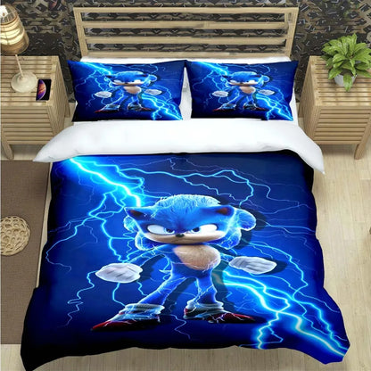 Fashion Cartoon Character Print Bedding Set Sonic Duvet Cover Comforter Bed Youth Kids Girls Boys Luxury Birthday Gift