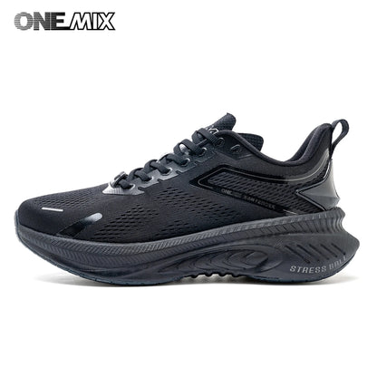 ONEMIX Nieuwe stijl herenhardloopschoenen voor herfst en winter, voor buiten, met demping, ademend, lichtgewicht en elastische sportschoenen