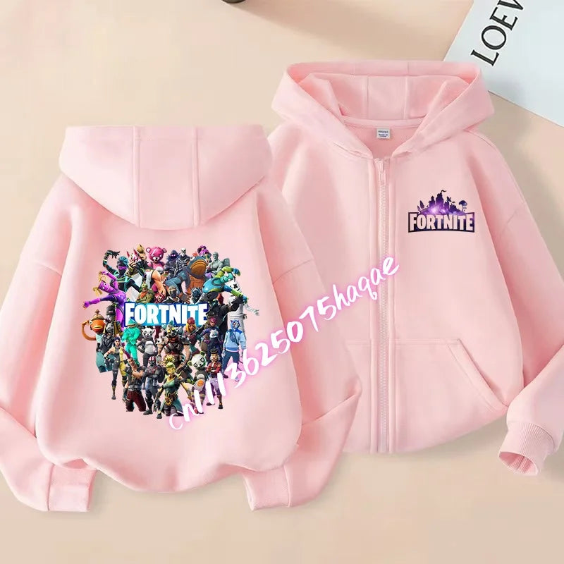 Fortnites Kinder-Kapuzenjacken mit Reißverschluss Anime Fortress Night Sweatshirts Game Frühling Herbst Hoodies Sportbekleidung Kinderkleidung Geschenk