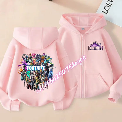 Fortnites Kinder-Kapuzenjacken mit Reißverschluss Anime Fortress Night Sweatshirts Game Frühling Herbst Hoodies Sportbekleidung Kinderkleidung Geschenk