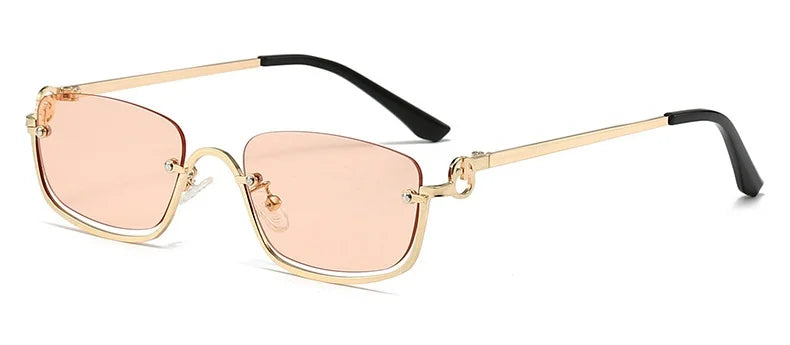 New retro metal small half frame sunglasses fashionable small square frame popular sunglasses brand designer sunglasses UV400