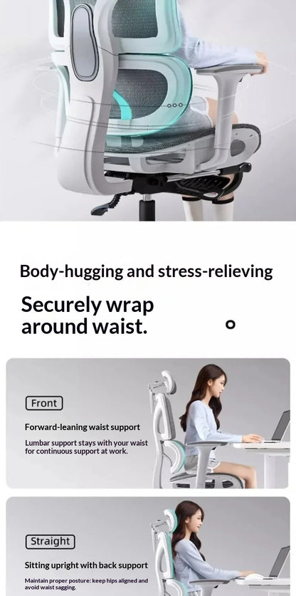 Ergonomic Study Chair High Back Office Chair with Lumbar Support, Adjustable Computer Desk Chair, Comfortable Home Work Chair with Armrests