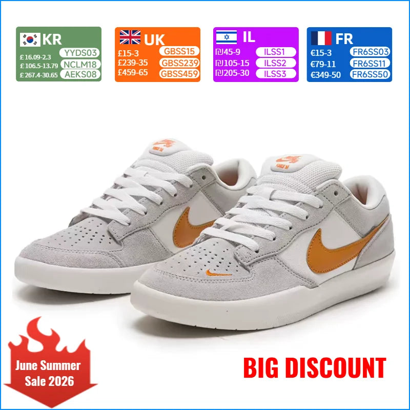 „Nike SB Force 58 Retro“ – minimalistinės, madingos, lengvos, patvarios, žemos kulnos riedlentininkų bateliai, unisex stiliaus, modelis DV5477-007