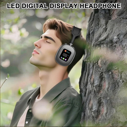 MAX600 Wireless Active Noise Cancelling Headphones – Bluetooth 5.2 Over-Ear Headset with Touch Control, LED Display & Microphone