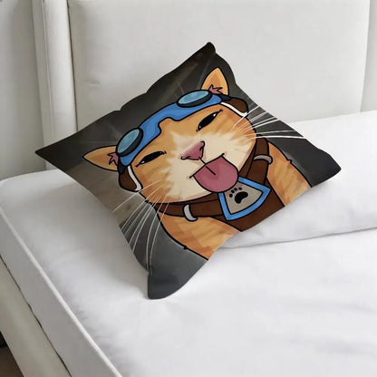 Jetpack Cat O-Overwatch Game Square Pillow Case Soft Decorative Throw Pillow Cover for Home Sofa Bed