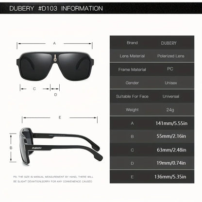 DUBERY Polarized UV400 Protection Sunglasses For Men And Women 7 Colors Model 103