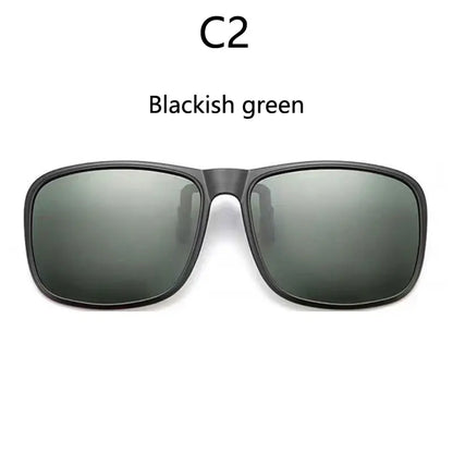 BOYSEEN Polarized Flip Clip Sunglasses Driving Dark UV400 Photochromic Anti Glare Lens Sun Glasses Car Driver Vintage Square