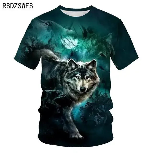 3D Fierce Animal Printed Men's Clothing Casual Fashion Wolf Pattern Short Sleeve Pullover Outdoor Daily Trend T-shirts For Men