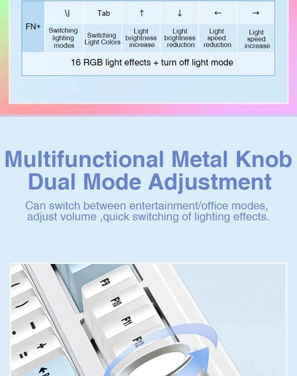 AULA F75 Game Mechanical Keyboard RGB Light 2.4G /BT5.0/Wired Tri-Mode Gasket Structure 75% Customized Gradient Grey Keyboard