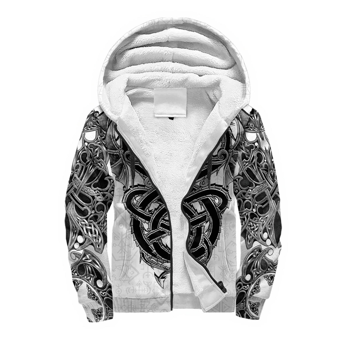 Mjolnir Odino Corvo Lupo Tatuaggio Felpa con cappuccio da uomo invernale più spessa con zip, stampata in 3D, unisex, casual, tuta con cappuccio, giacca in pile calda KD16