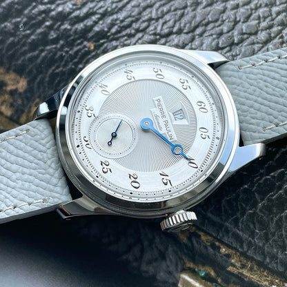 34mm NEW Pierre Paulin Jumping Hour Men Watch White Dial Automatic St17 Mechanical Watch Vintage Date Window relógios masculino
