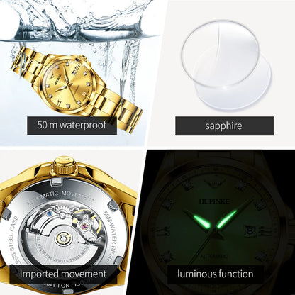 OUPINKE 3199 Real Diamond Automatic Watch for Women Sapphire Crystal Mirror 50M Waterproof Luxury Elegant Ladies Watch Set