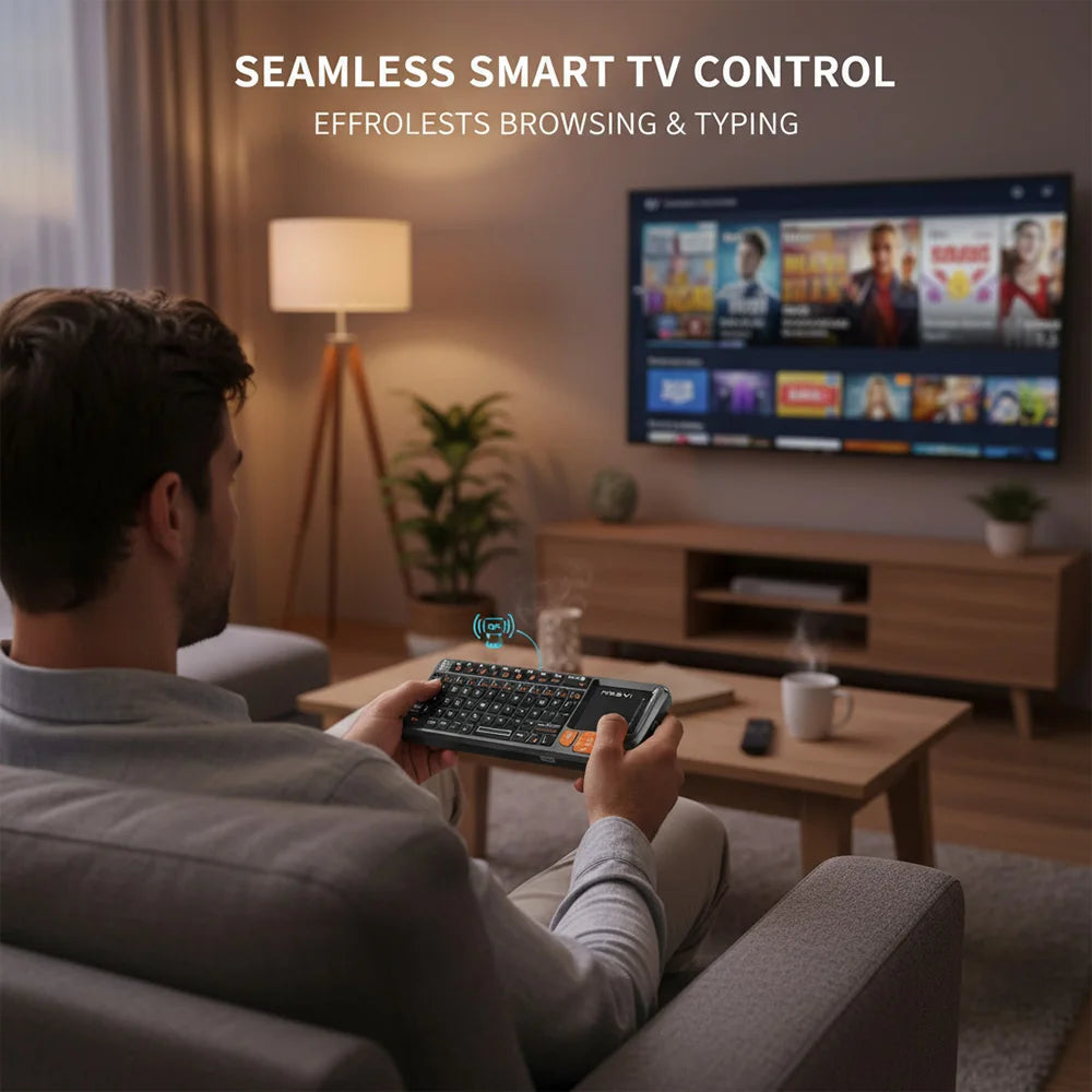 MRSVI Mini-Bluetooth-Tastatur A8 PLUS, beleuchtete 2.4GHz-Wireless-Tastatur mit Touchpad für Android TV Box, Mac, Laptop, Windows