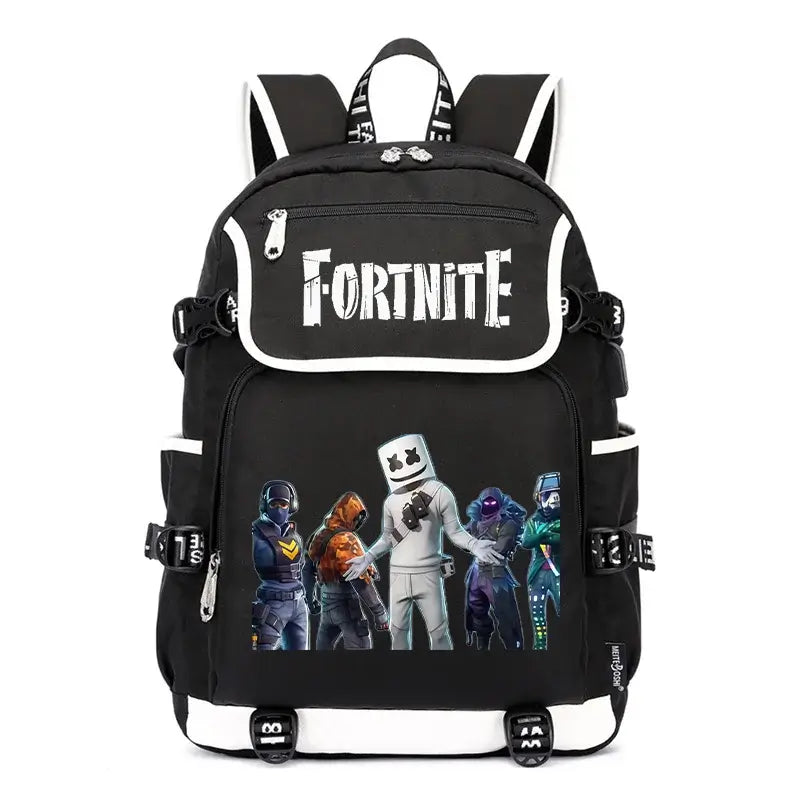 Fortnites раница с голям капацитет, ежедневна чанта за рамо с USB порт, унисекс аниме ученическа раница, нов стилен подарък за канцеларски принадлежности