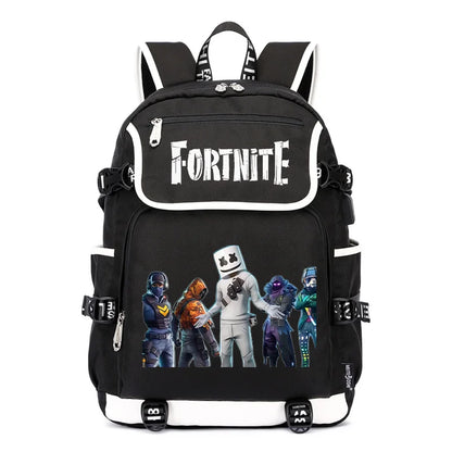 Fortnites раница с голям капацитет, ежедневна чанта за рамо с USB порт, унисекс аниме ученическа раница, нов стилен подарък за канцеларски принадлежности
