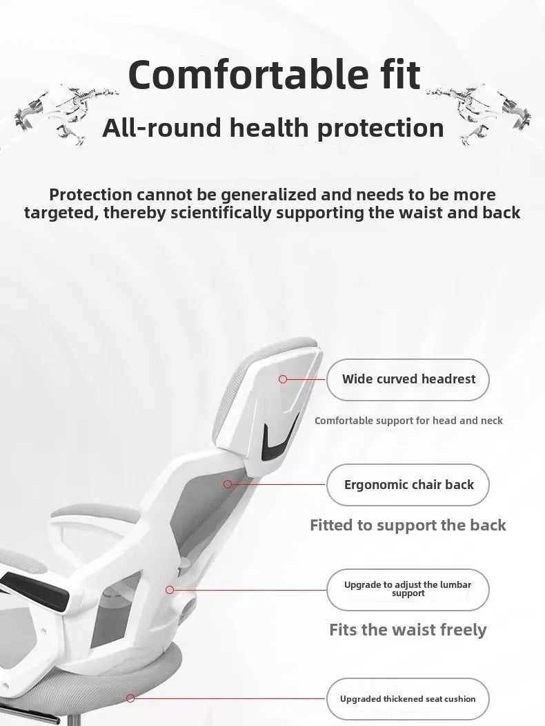 Ergonomic Computer Chair Home Office Chair with Reclining Seat, Comfortable Gaming Chair, Adjustable Desk Chair for Students & Workspaces