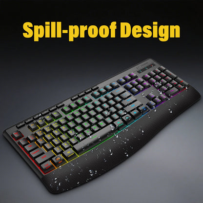 E-YOOSO Triple-Mode Mechanical Keyboard 2.4GHz/Bluetooth 5.0/USB-C RGB Backlit Quiet Keys Spill-Proof Long Standby for PC/Laptop