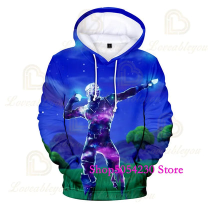 Sweatshirts com Capuz Fortnite Temporada 2 para Rapazes e Crianças, Casuais em Poliéster, com Estampado Cartoon de Heróis de Jogo de Batalha, Pullovers de Outono para Raparigas