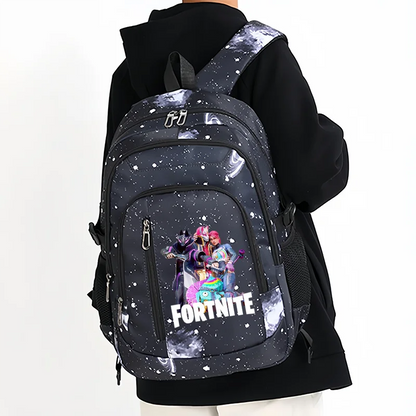 Раница Fortnite Starry Sky с голям капацитет, водоустойчива чанта за лаптоп с принт на игрови персонаж, ученическа раница за момчета и момичета за връщане в училище