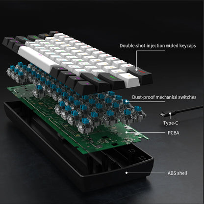 Mechanical keyboard gamer 60% mini 6 1keys backlit pc switches keyboards portable wired cute laptop  key board teclado mecanico