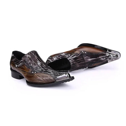 Men's Luxury White Gold Metal Toe Oxford Elegant Loafers Slip-On Dress Shoes Formal Wedding Party PU Leather Shoes Size 38-46