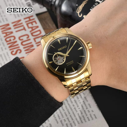 2026 Seiko Automatic Mechanical Watch Fashion Simple Hollow Men's and Women's Couple Watch Stainless Steel Strap Business Watch