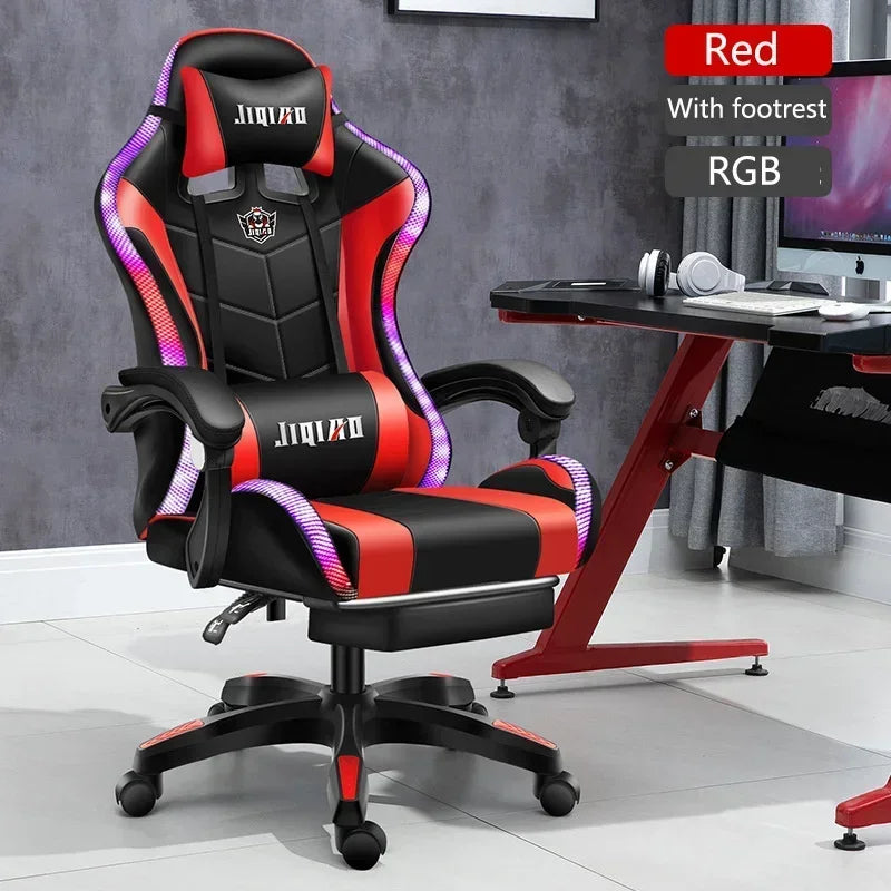 RGB Gaming Chair Ergonomic Computer Chair with Massage Function, Reclining Office Chair, Swivel Gamer Chair with Adjustable Height and Armrests