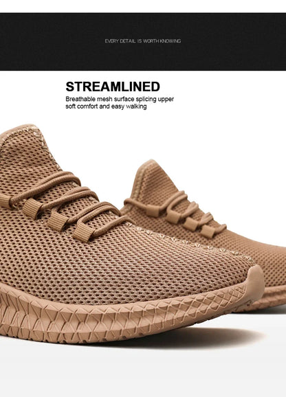 Zapatillas deportivas informales antideslizantes para hombre, transpirables, para correr al aire libre, entrenar, hacer senderismo y practicar deportes; zapatillas con cordones de tejido de punto para actividades al aire libre